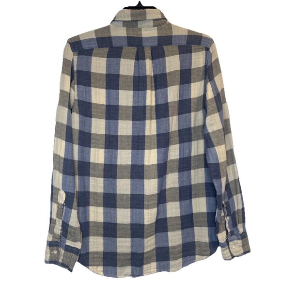 J Crew Mens Slim Blue Check Plaid Button Long Sleeve Flannel Shirt Sz S NEW - Picture 4 of 8